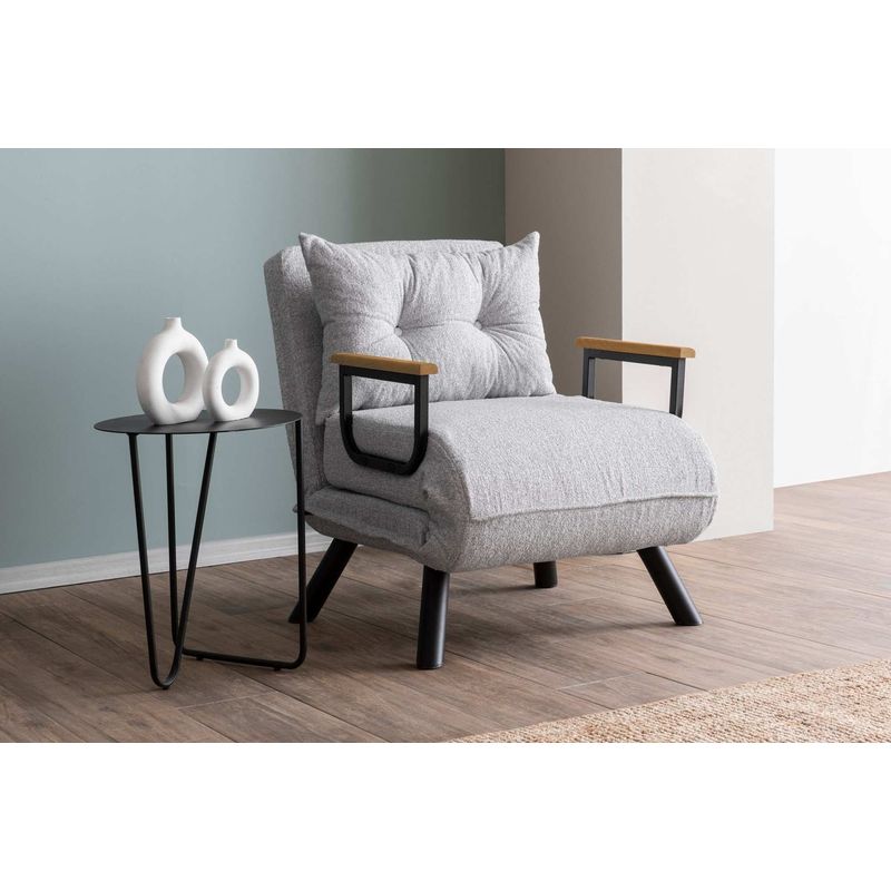 Casa si Gradina - Mobilier - Canapele si coltare - Canapele - Canapea extensibila, Hanah Home, stofa teddy, gri, 175x60 cm - Infinity.ro