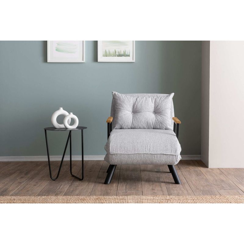 Casa si Gradina - Mobilier - Canapele si coltare - Canapele - Canapea extensibila, Hanah Home, stofa teddy, gri, 175x60 cm - Infinity.ro