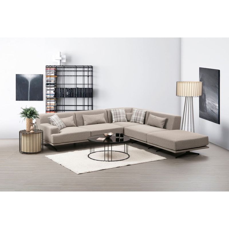 Casa si Gradina - Mobilier - Canapele si coltare - Coltare - Coltar, Hanah Home, lemn fag si pal, bej, 302x302x80 cm - Infinity.ro