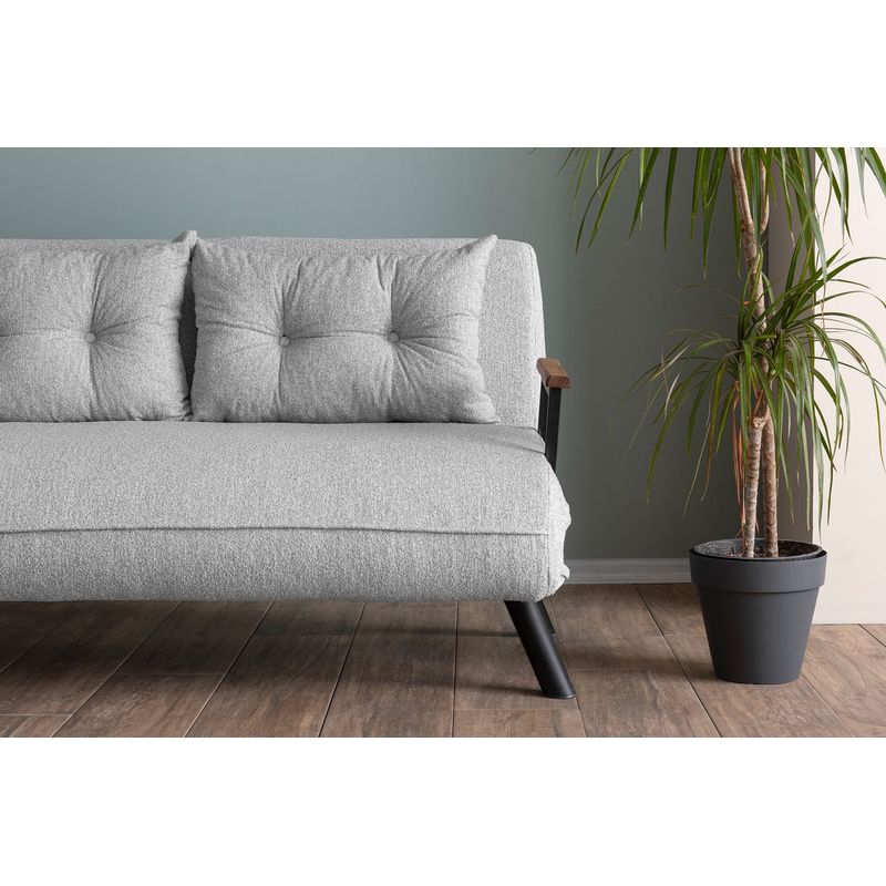 Casa si Gradina - Mobilier - Canapele si coltare - Canapele - Canapea extensibila 2 locuri, Hanah Home, stofa teddy, gri - Infinity.ro