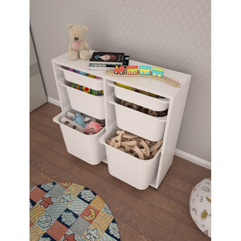 Casa si Gradina - Mobilier - Organizare si depozitare - Cutii depozitare - Dulap multifunctional, Hanah Home, pal melaminat, alb, 90x30x84 cm - Infinity.ro