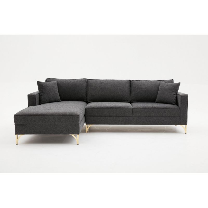 Casa si Gradina - Mobilier - Canapele si coltare - Coltare - Coltar, Atelier Del Sofa, lemn de fag, antracit si auriu, 258x181x83 cm, 825BLC2805 - Infinity.ro