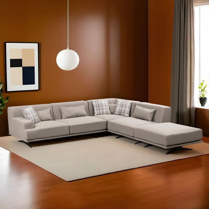 Casa si Gradina - Mobilier - Canapele si coltare - Coltare - Coltar, Hanah Home, lemn fag si pal, bej, 302x302x80 cm - Infinity.ro