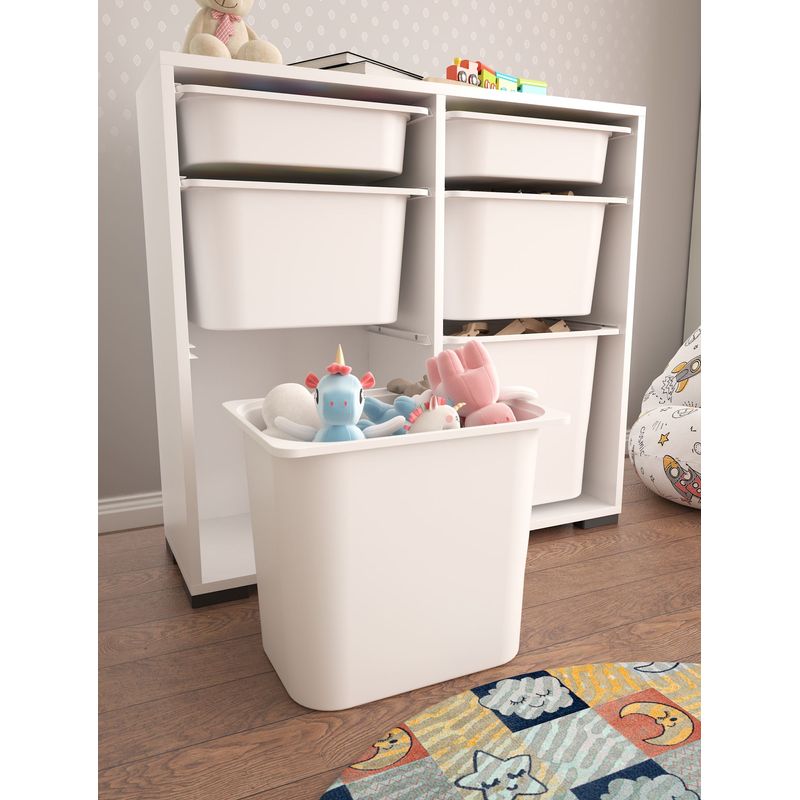 Casa si Gradina - Mobilier - Organizare si depozitare - Cutii depozitare - Dulap multifunctional, Hanah Home, pal melaminat, alb, 90x30x84 cm - Infinity.ro