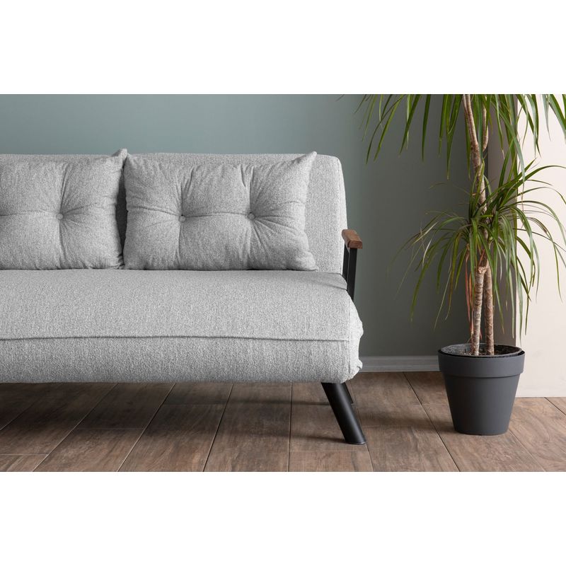 Casa si Gradina - Mobilier - Canapele si coltare - Canapele - Canapea extensibila 2 locuri, Hanah Home, stofa teddy, gri - Infinity.ro