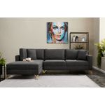Casa si Gradina - Mobilier - Canapele si coltare - Coltare - Coltar, Atelier Del Sofa, lemn de fag, antracit si auriu, 258x181x83 cm, 825BLC2805 - Infinity.ro