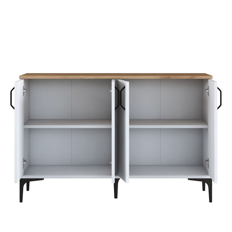 Casa si Gradina - Mobilier - Comode si corpuri - Comode - Comoda, Hanah Home, pal melaminat, alb si nuc, 120x40x78.6 cm - Infinity.ro