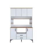 Casa si Gradina - Mobilier - Comode si corpuri - Corpuri bucatarie - Dulap multifunctional, Hanah Home, pal melaminat, alb si nuc, 120x40x184,2 cm - Infinity.ro