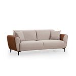 Casa si Gradina - Mobilier - Canapele si coltare - Canapele - Canapea extensibila 3 locuri, Hanah Home, lemn fag, bej scortisoara, 215x85x85 cm - Infinity.ro