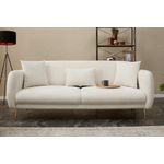 Casa si Gradina - Mobilier - Canapele si coltare - Canapele - Canapea extensibila 3 locuri, Hanah Home, lemn de fag, crem auriu, 210x80x95 cm - Infinity.ro
