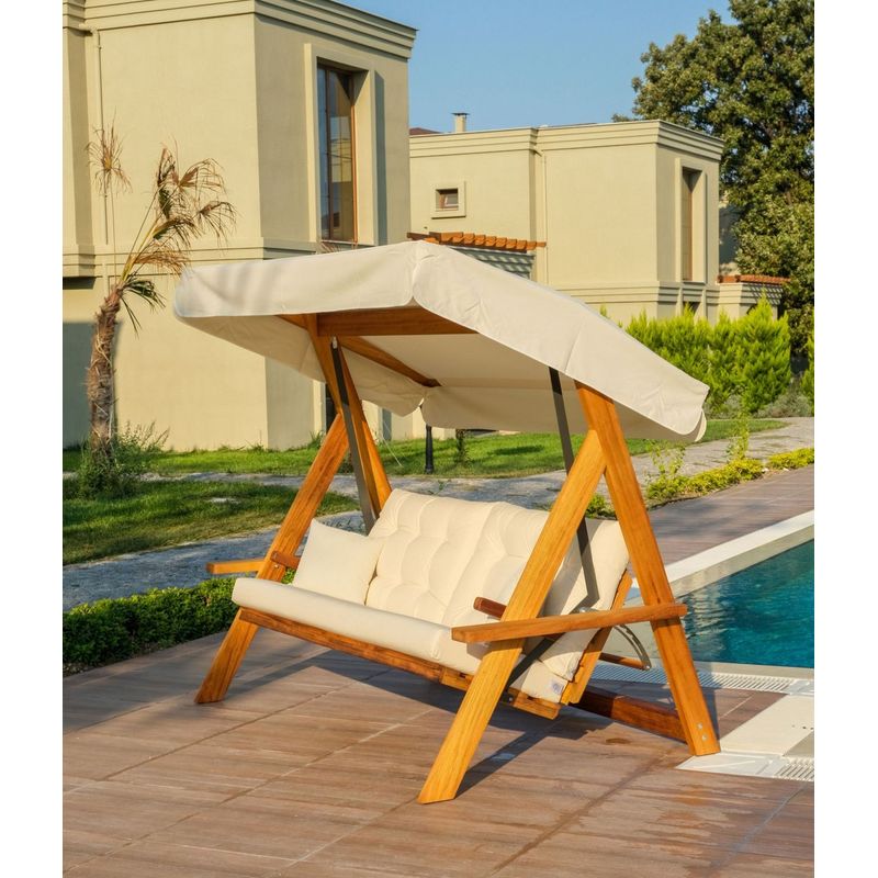 Casa si Gradina - Gradina si terasa - Balansoare si hamace - Balansoare - Balansoar de gradina, Hanah Home, lemn de pin, natural bej, 236x190x175 cm - Infinity.ro