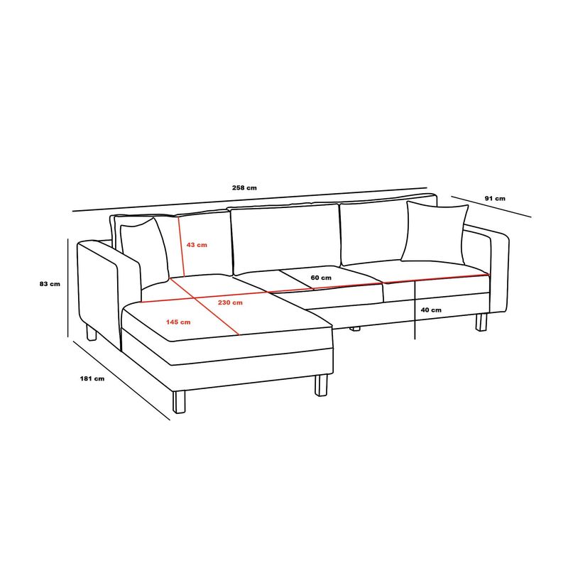 Casa si Gradina - Mobilier - Canapele si coltare - Coltare - Coltar, Atelier Del Sofa, lemn de fag, antracit si auriu, 258x181x83 cm, 825BLC2805 - Infinity.ro