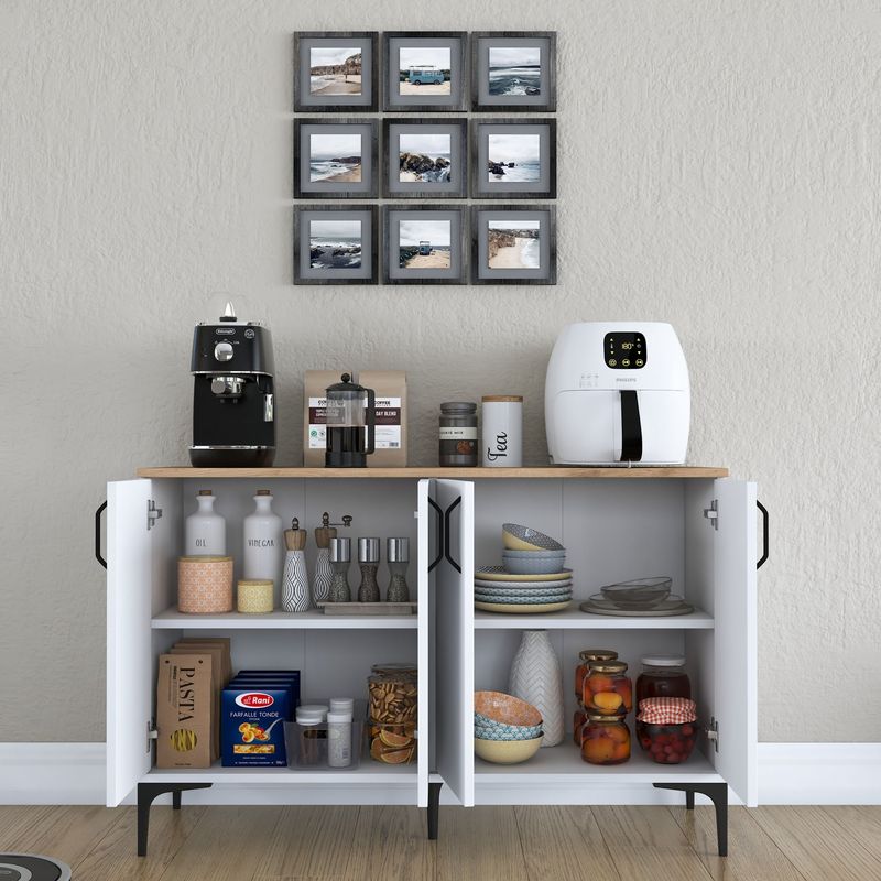 Casa si Gradina - Mobilier - Comode si corpuri - Comode - Comoda, Hanah Home, pal melaminat, alb si nuc, 120x40x78.6 cm - Infinity.ro