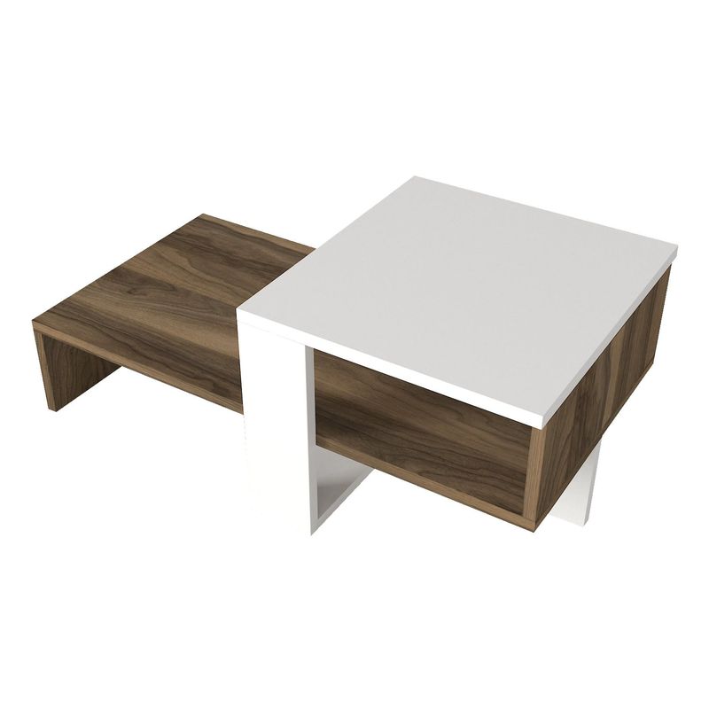Casa si Gradina - Mobilier - Mese si birouri - Masute de cafea - Masuta de cafea, Hanah Home, pal melaminat, alb si nuc, 80x43.6x16.3 cm - Infinity.ro