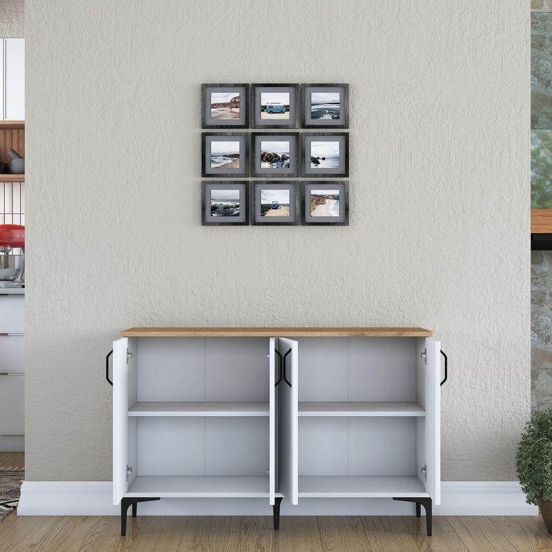 Casa si Gradina - Mobilier - Comode si corpuri - Comode - Comoda, Hanah Home, pal melaminat, alb si nuc, 120x40x78.6 cm - Infinity.ro