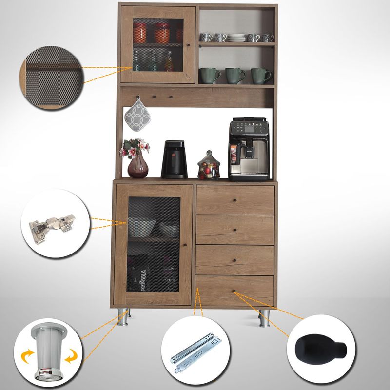 Casa si Gradina - Mobilier - Comode si corpuri - Corpuri bucatarie - Dulap multifunctional, Hanah Home, pal, stejar caucazian, 96x40x187 cm - Infinity.ro