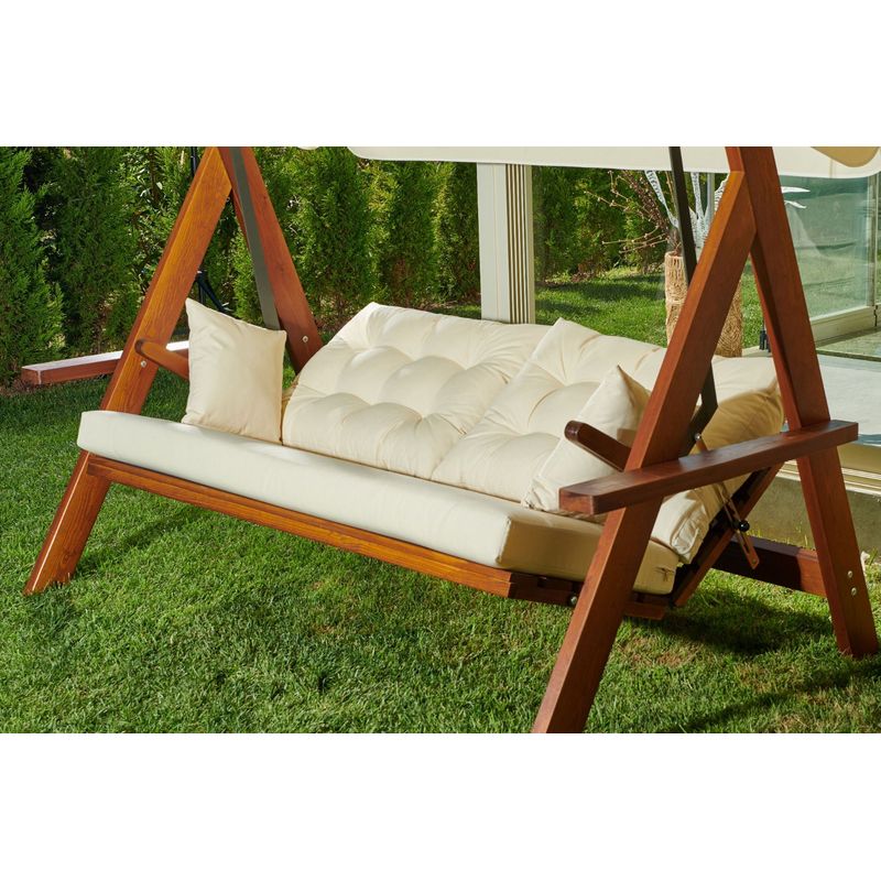 Casa si Gradina - Gradina si terasa - Balansoare si hamace - Balansoare - Balansoar de gradina, Hanah Home, lemn de pin, natural bej, 236x190x175 cm - Infinity.ro