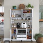 Casa si Gradina - Mobilier - Comode si corpuri - Corpuri bucatarie - Dulap multifunctional, Hanah Home, pal melaminat, alb si nuc, 120x40x184,2 cm - Infinity.ro