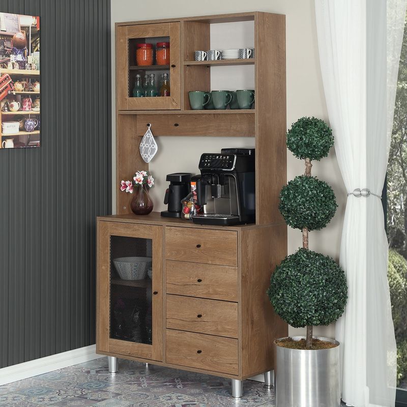Casa si Gradina - Mobilier - Comode si corpuri - Corpuri bucatarie - Dulap multifunctional, Hanah Home, pal, stejar caucazian, 96x40x187 cm - Infinity.ro