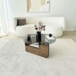 Casa si Gradina - Mobilier - Mese si birouri - Masute de cafea - Masuta de cafea, Hanah Home, sticla securizata si lemn masiv, nuc si fum, 75x35x75 cm - Infinity.ro