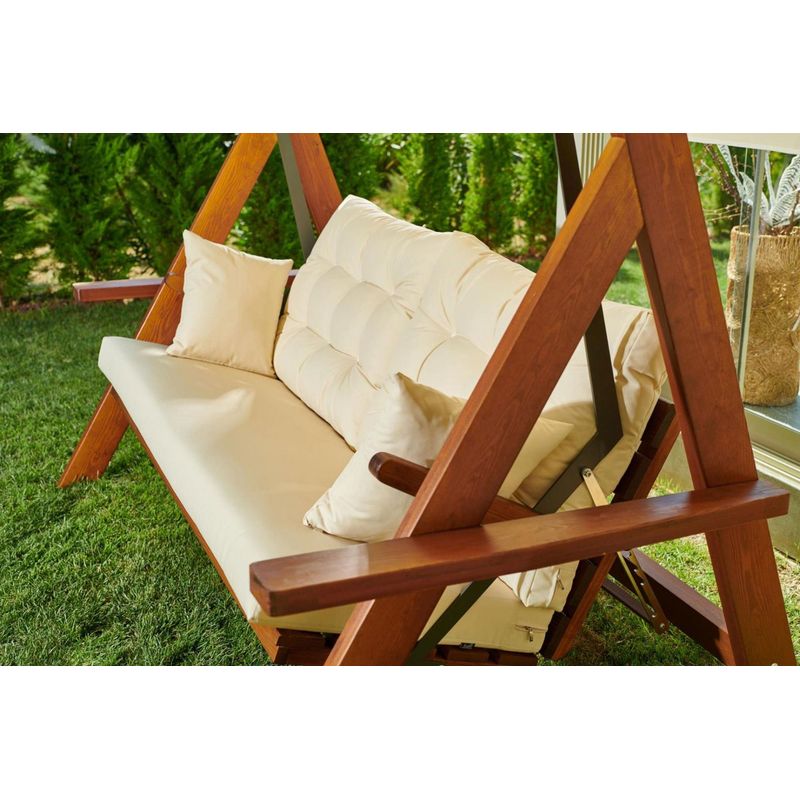 Casa si Gradina - Gradina si terasa - Balansoare si hamace - Balansoare - Balansoar de gradina, Hanah Home, lemn de pin, natural bej, 236x190x175 cm - Infinity.ro