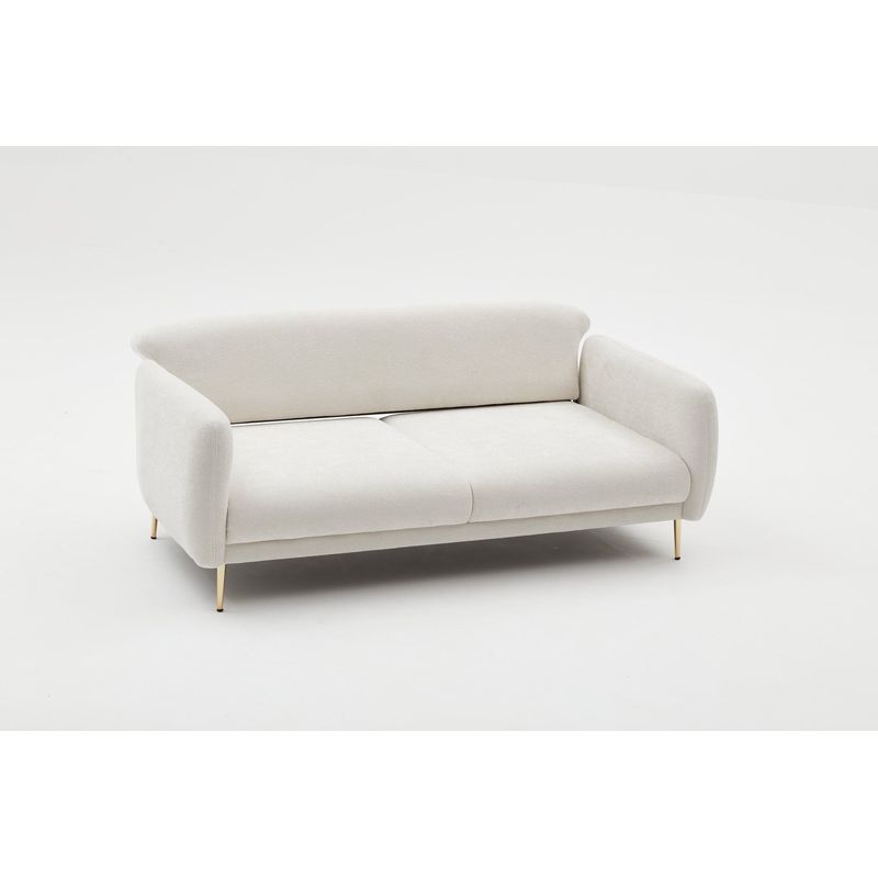 Casa si Gradina - Mobilier - Canapele si coltare - Canapele - Canapea extensibila 3 locuri, Hanah Home, lemn de fag, crem auriu, 210x80x95 cm - Infinity.ro