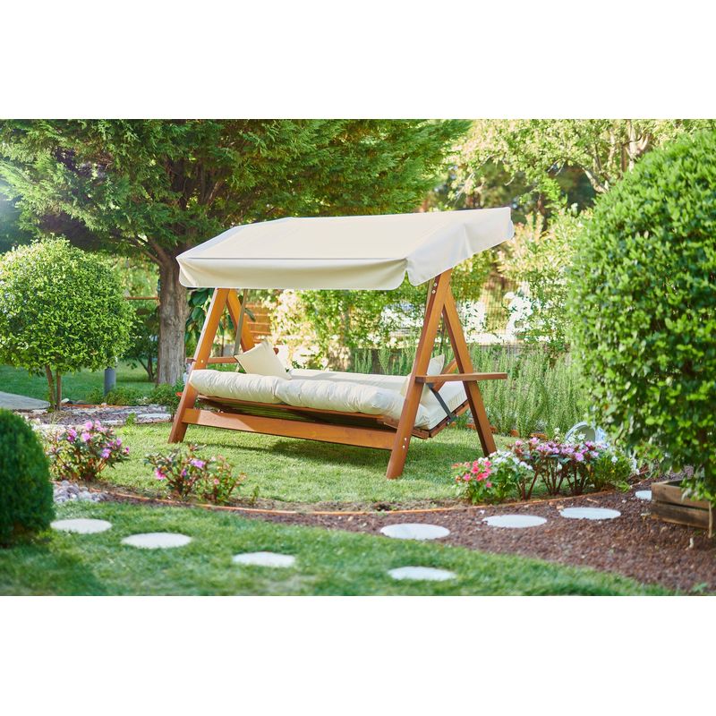 Casa si Gradina - Gradina si terasa - Balansoare si hamace - Balansoare - Balansoar de gradina, Hanah Home, lemn de pin, natural bej, 236x190x175 cm - Infinity.ro