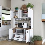 Casa si Gradina - Mobilier - Comode si corpuri - Corpuri bucatarie - Dulap multifunctional, Hanah Home, pal melaminat, alb si nuc, 120x40x184,2 cm - Infinity.ro