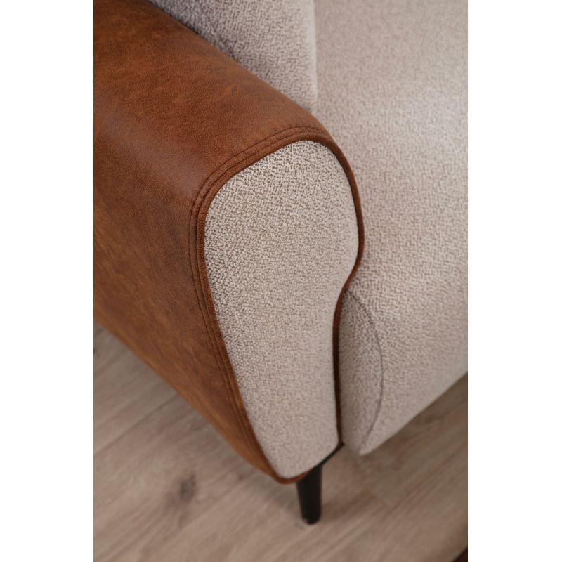 Casa si Gradina - Mobilier - Canapele si coltare - Canapele - Canapea extensibila 3 locuri, Hanah Home, lemn fag, bej scortisoara, 215x85x85 cm - Infinity.ro