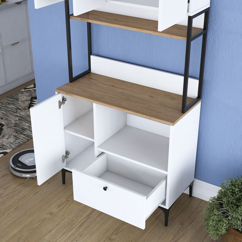 Casa si Gradina - Mobilier - Comode si corpuri - Corpuri bucatarie - Dulap multifunctional, Hanah Home, PAL melaminat, alb nuc, 90x38x184.2 cm - Infinity.ro