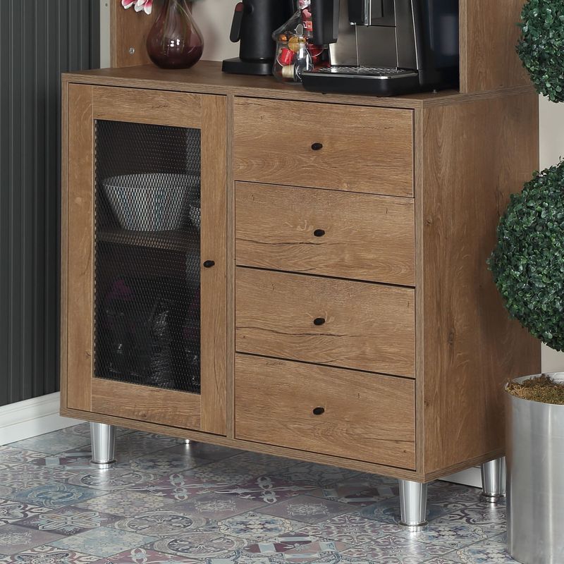 Casa si Gradina - Mobilier - Comode si corpuri - Corpuri bucatarie - Dulap multifunctional, Hanah Home, pal, stejar caucazian, 96x40x187 cm - Infinity.ro