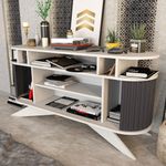 Casa si Gradina - Mobilier - Comode si corpuri - Console - Consola, Hanah Home, pal melaminat, alb si antracit, 150x43x75 cm - Infinity.ro