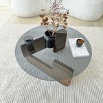 Casa si Gradina - Mobilier - Mese si birouri - Masute de cafea - Masuta de cafea, Hanah Home, sticla securizata si lemn masiv, nuc si fum, 75x35x75 cm - Infinity.ro