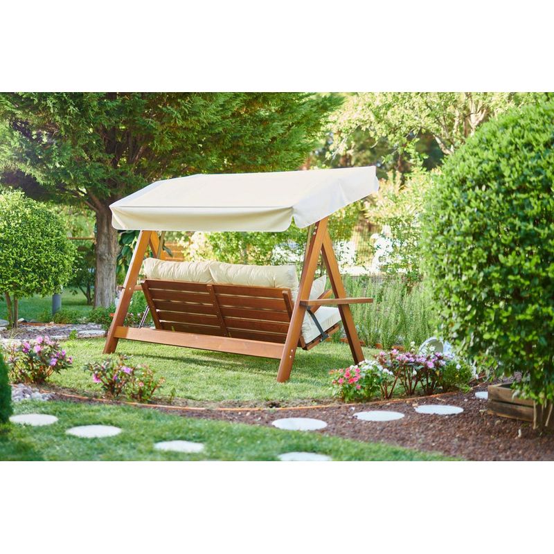 Casa si Gradina - Gradina si terasa - Balansoare si hamace - Balansoare - Balansoar de gradina, Hanah Home, lemn de pin, natural bej, 236x190x175 cm - Infinity.ro