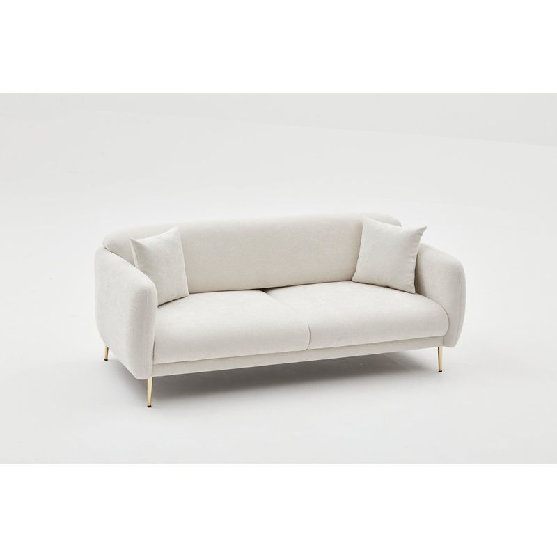 Casa si Gradina - Mobilier - Canapele si coltare - Canapele - Canapea extensibila 3 locuri, Hanah Home, lemn de fag, crem auriu, 210x80x95 cm - Infinity.ro