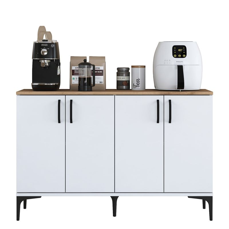 Casa si Gradina - Mobilier - Comode si corpuri - Comode - Comoda, Hanah Home, pal melaminat, alb si nuc, 120x40x78.6 cm - Infinity.ro