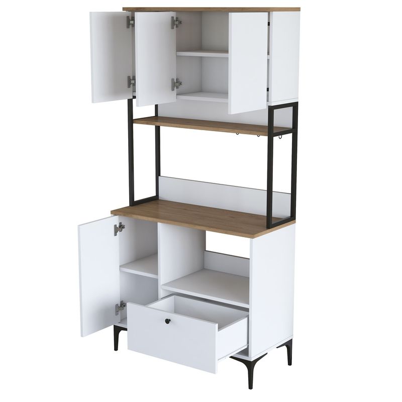 Casa si Gradina - Mobilier - Comode si corpuri - Corpuri bucatarie - Dulap multifunctional, Hanah Home, PAL melaminat, alb nuc, 90x38x184.2 cm - Infinity.ro