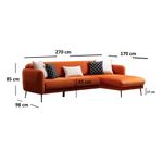 Casa si Gradina - Mobilier - Canapele si coltare - Coltare - Coltar extensibil, Hanah Home, lemn fag si pal, portocaliu, 270x170x98 cm - Infinity.ro