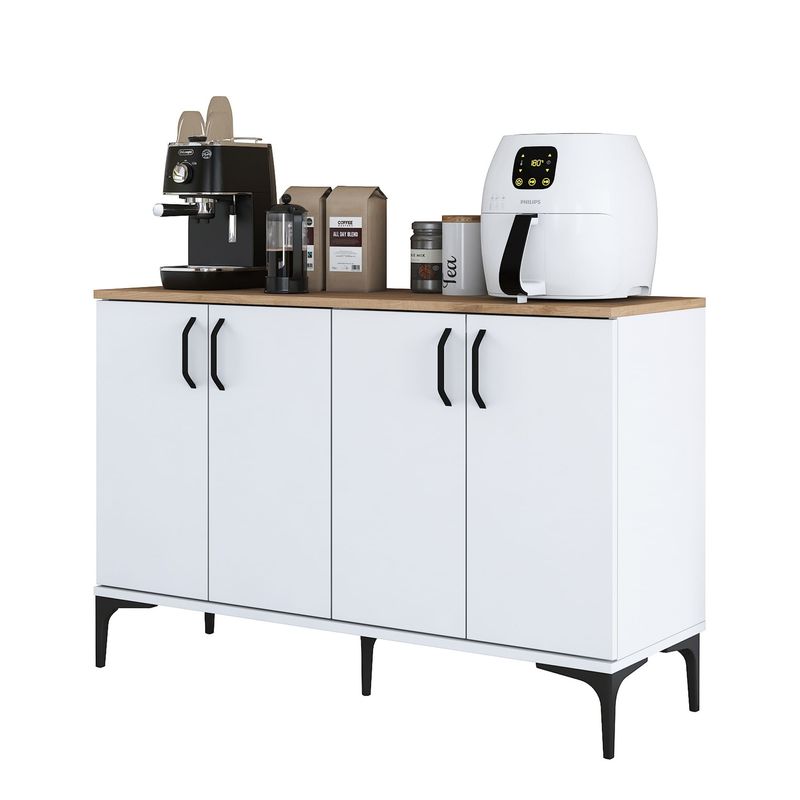 Casa si Gradina - Mobilier - Comode si corpuri - Comode - Comoda, Hanah Home, pal melaminat, alb si nuc, 120x40x78.6 cm - Infinity.ro