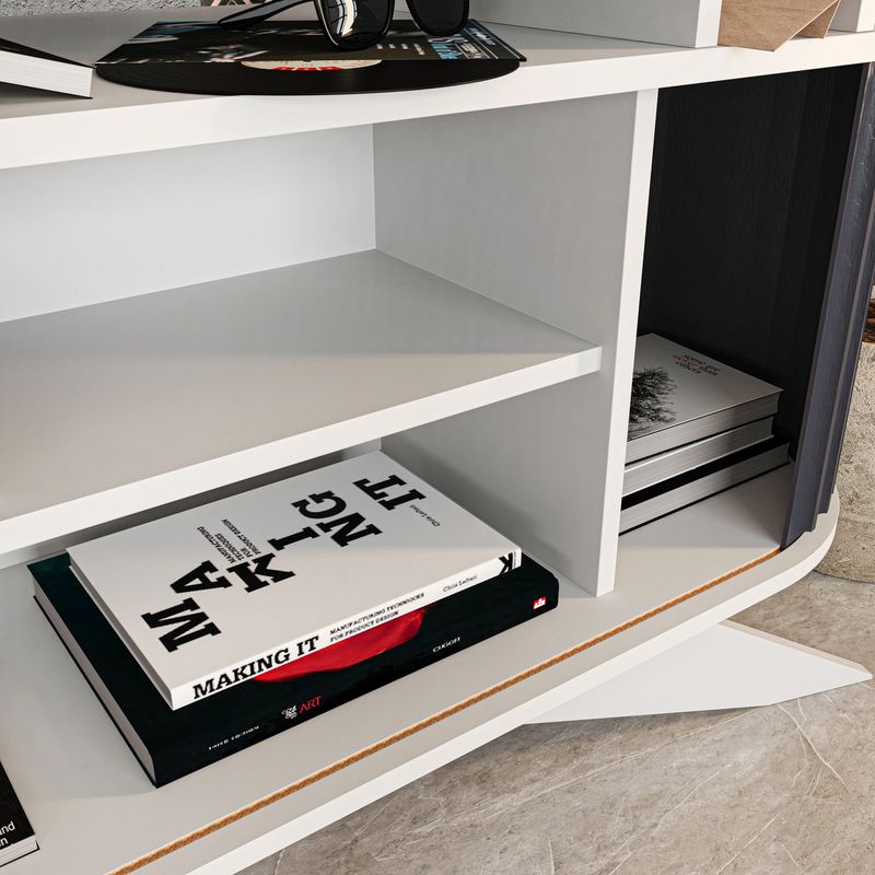 Casa si Gradina - Mobilier - Comode si corpuri - Console - Consola, Hanah Home, pal melaminat, alb si antracit, 150x43x75 cm - Infinity.ro