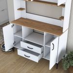 Casa si Gradina - Mobilier - Comode si corpuri - Corpuri bucatarie - Dulap multifunctional, Hanah Home, pal melaminat, alb si nuc, 120x40x184,2 cm - Infinity.ro