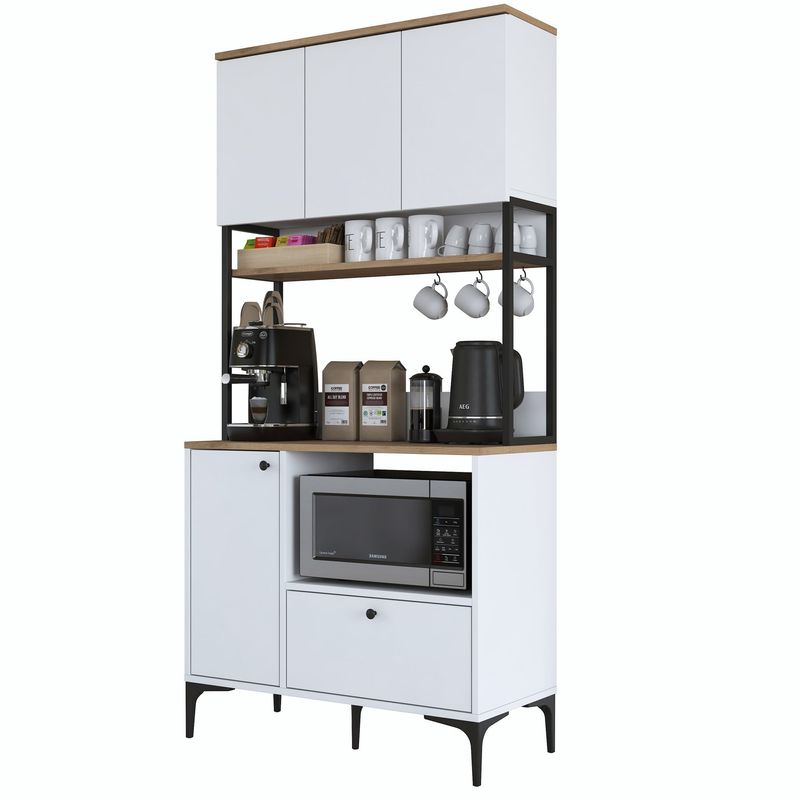Casa si Gradina - Mobilier - Comode si corpuri - Corpuri bucatarie - Dulap multifunctional, Hanah Home, PAL melaminat, alb nuc, 90x38x184.2 cm - Infinity.ro