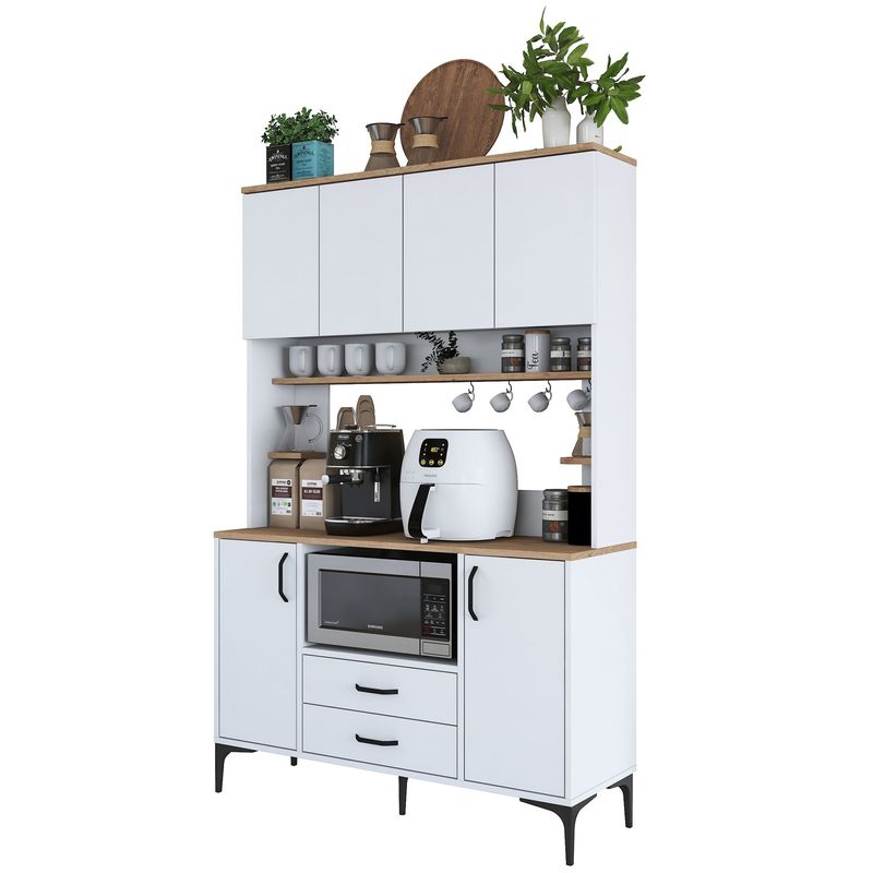 Casa si Gradina - Mobilier - Comode si corpuri - Corpuri bucatarie - Dulap multifunctional, Hanah Home, pal melaminat, alb si nuc, 120x40x184,2 cm - Infinity.ro