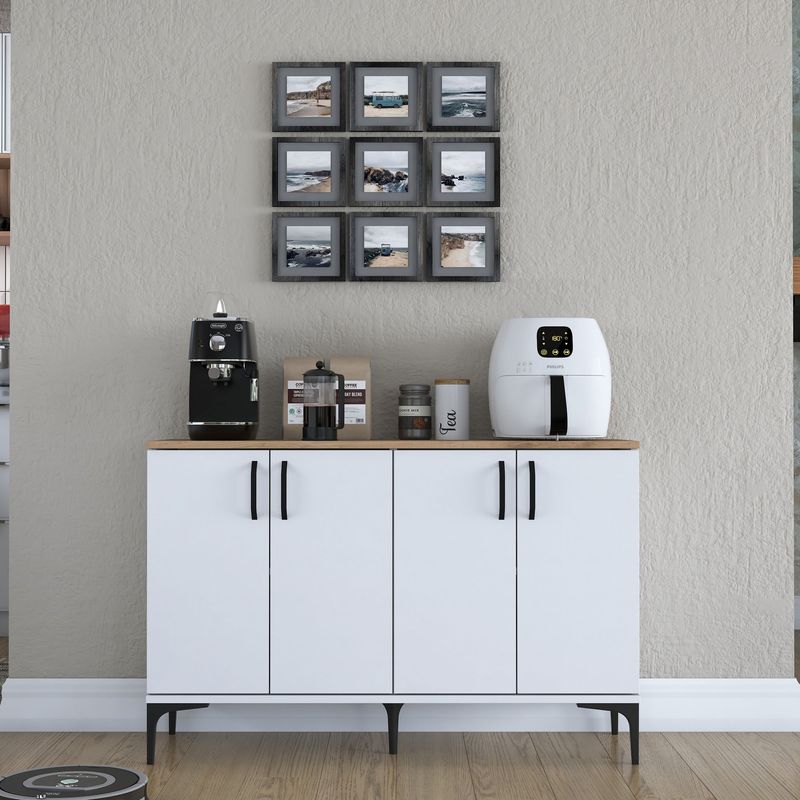 Casa si Gradina - Mobilier - Comode si corpuri - Comode - Comoda, Hanah Home, pal melaminat, alb si nuc, 120x40x78.6 cm - Infinity.ro