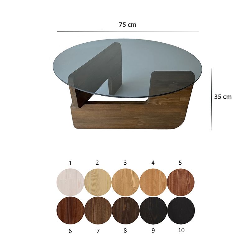 Casa si Gradina - Mobilier - Mese si birouri - Masute de cafea - Masuta de cafea, Hanah Home, sticla securizata si lemn masiv, nuc si fum, 75x35x75 cm - Infinity.ro