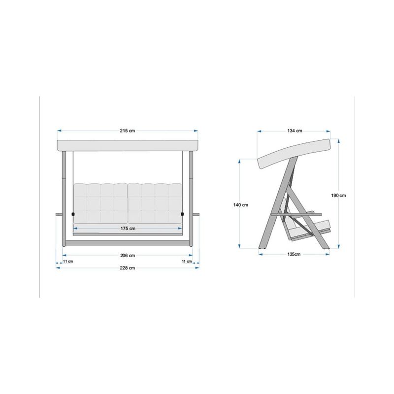 Casa si Gradina - Gradina si terasa - Balansoare si hamace - Balansoare - Balansoar de gradina, Hanah Home, lemn de pin, natural bej, 236x190x175 cm - Infinity.ro