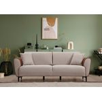 Casa si Gradina - Mobilier - Canapele si coltare - Canapele - Canapea extensibila 3 locuri, Hanah Home, lemn fag, bej scortisoara, 215x85x85 cm - Infinity.ro