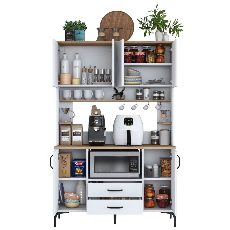 Casa si Gradina - Mobilier - Comode si corpuri - Corpuri bucatarie - Dulap multifunctional, Hanah Home, pal melaminat, alb si nuc, 120x40x184,2 cm - Infinity.ro