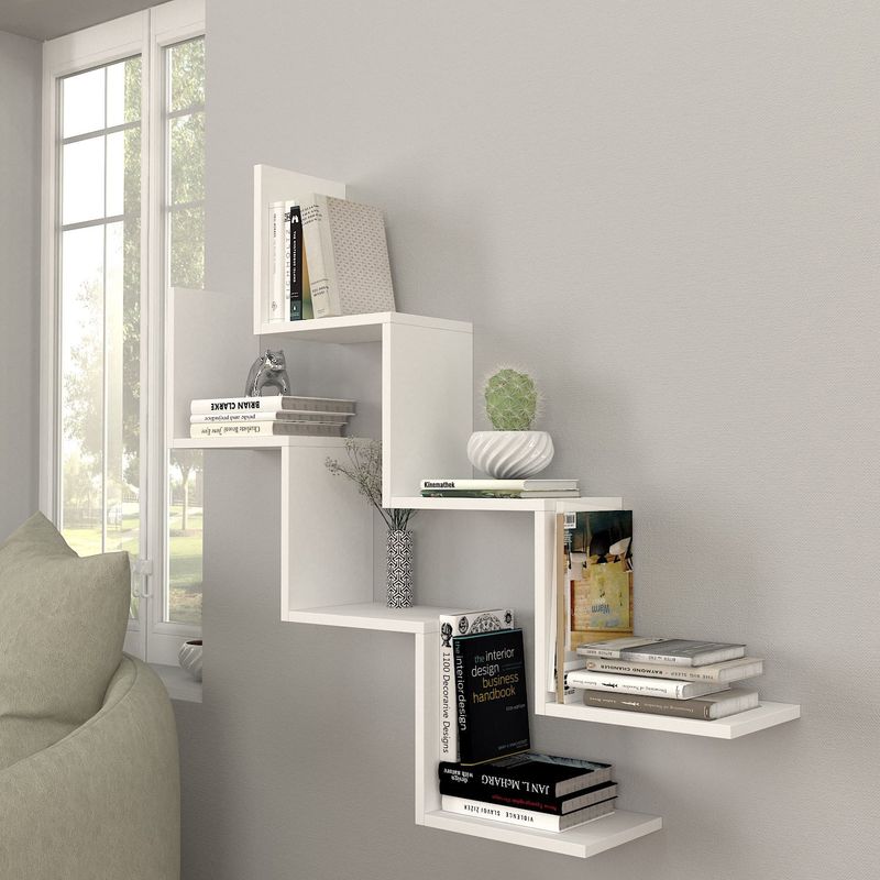Casa si Gradina - Mobilier - Biblioteci si rafturi - Rafturi - Raft de perete, Hanah Home, pal melaminat, alb, 129x50x22 cm - Infinity.ro