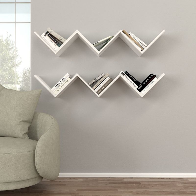 Casa si Gradina - Mobilier - Biblioteci si rafturi - Rafturi - Raft de perete, Hanah Home, pal melaminat, alb, 129x50x22 cm - Infinity.ro